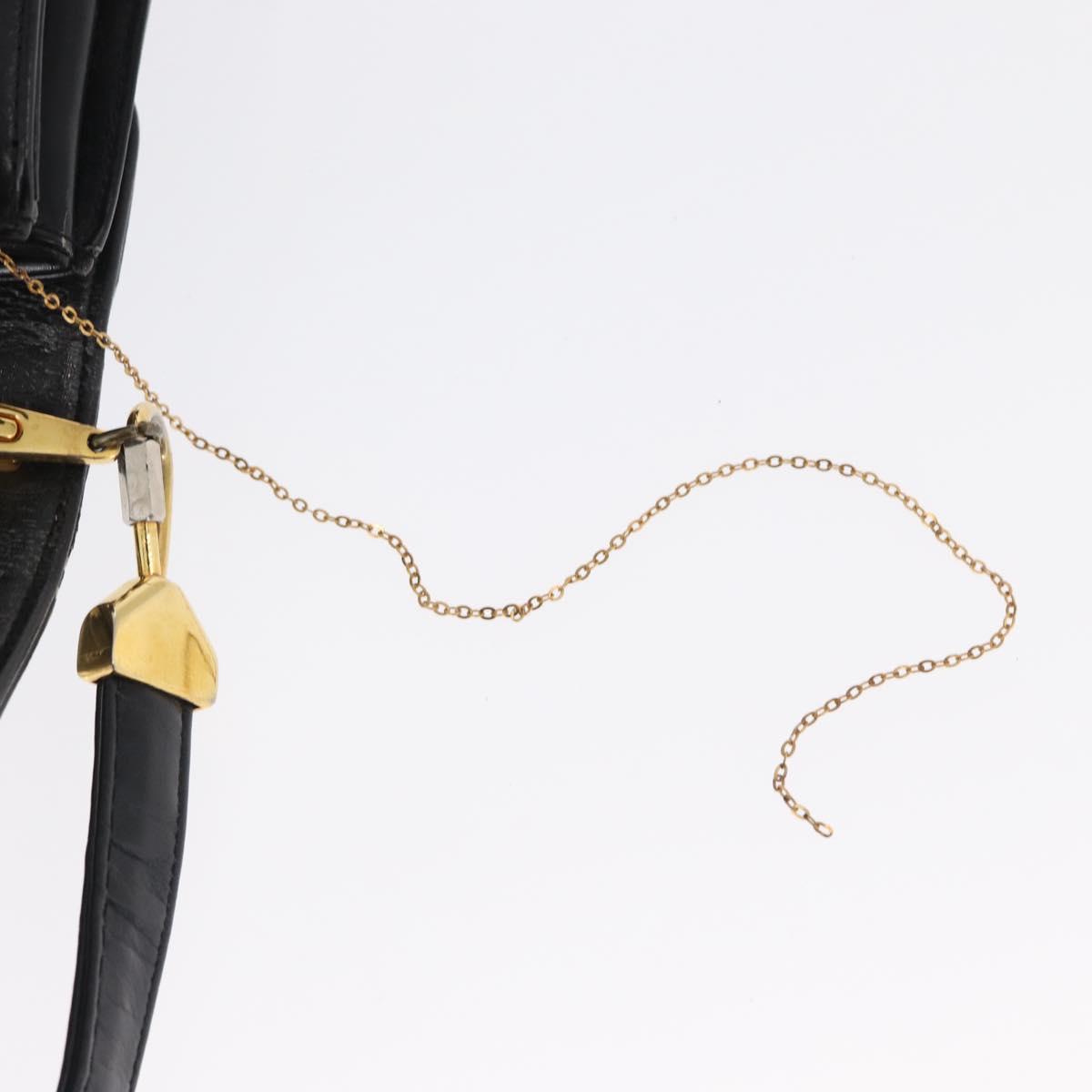 Christian Dior Shoulder Bag Leather Black Gold Auth ep12905