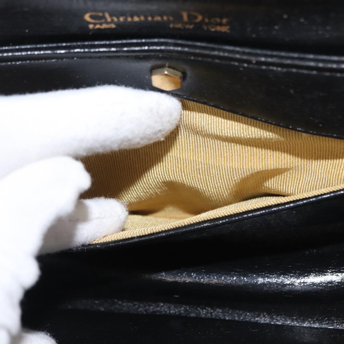 Christian Dior Shoulder Bag Leather Black Gold Auth ep12905