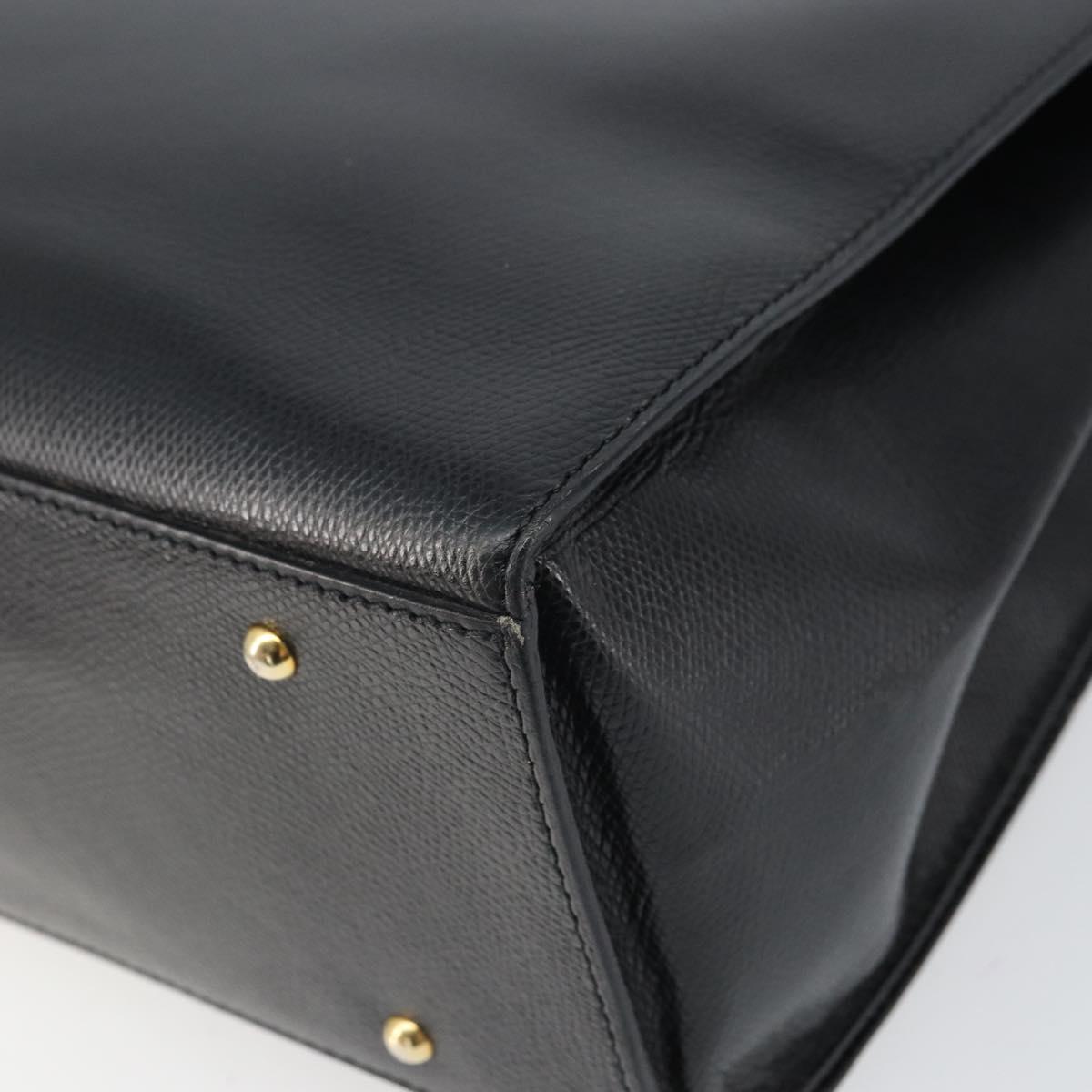 CELINE Tote Bag Leather Black Gold Auth ep12909