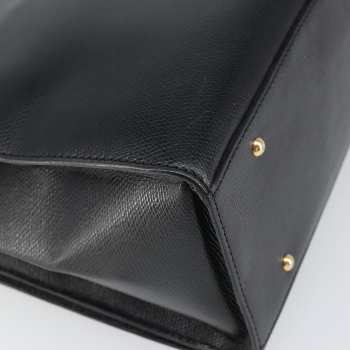 CELINE Tote Bag Leather Black Gold Auth ep12909