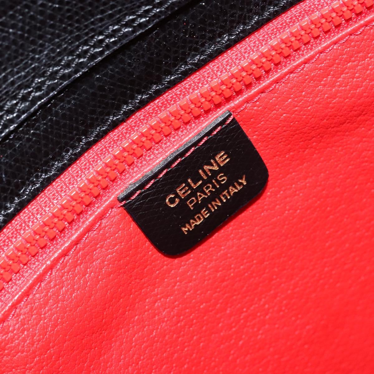 CELINE Tote Bag Leather Black Gold Auth ep12909