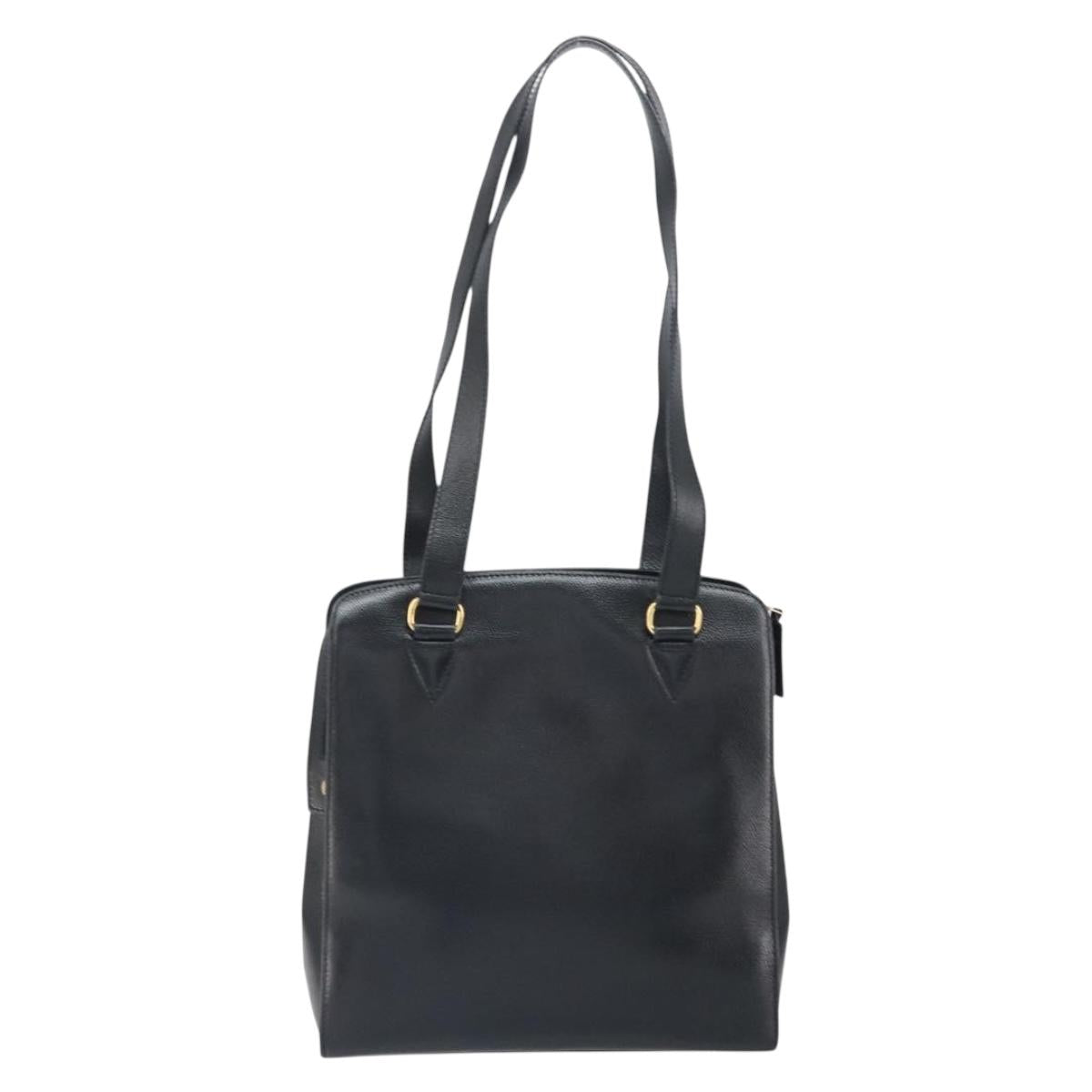 CELINE Tote Bag Leather Black Gold Auth ep12909
