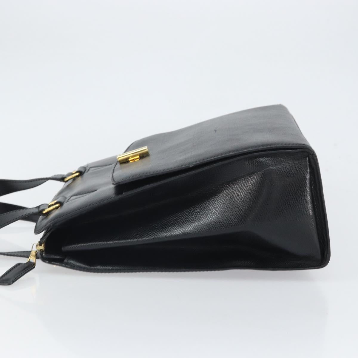 CELINE Tote Bag Leather Black Gold Auth ep12909