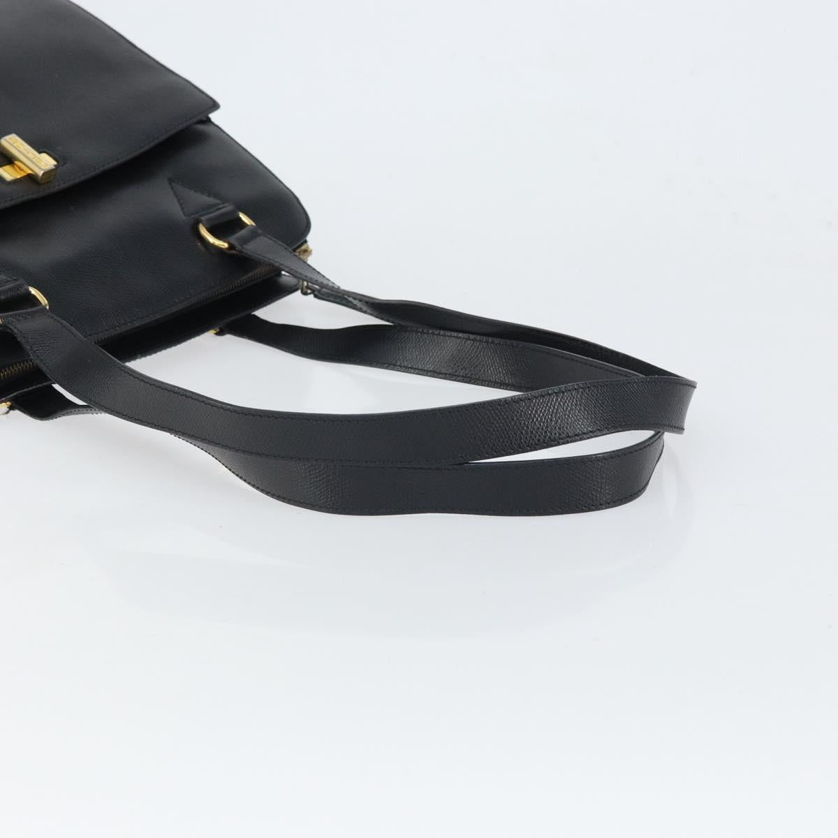 CELINE Tote Bag Leather Black Gold Auth ep12909