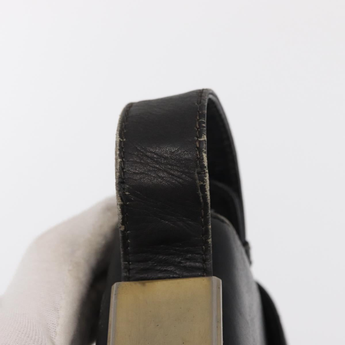 GUCCI Shoulder Bag Leather Black Gold Auth ep12917