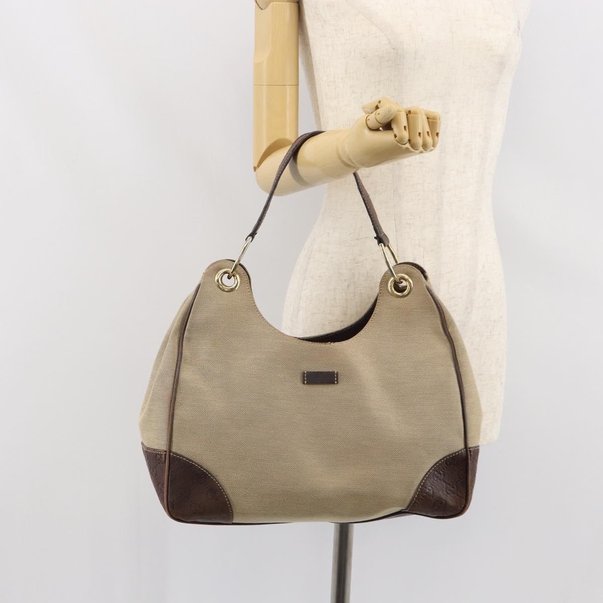 GUCCI Shoulder Bag Canvas Beige Gold 257268 Auth ep12918