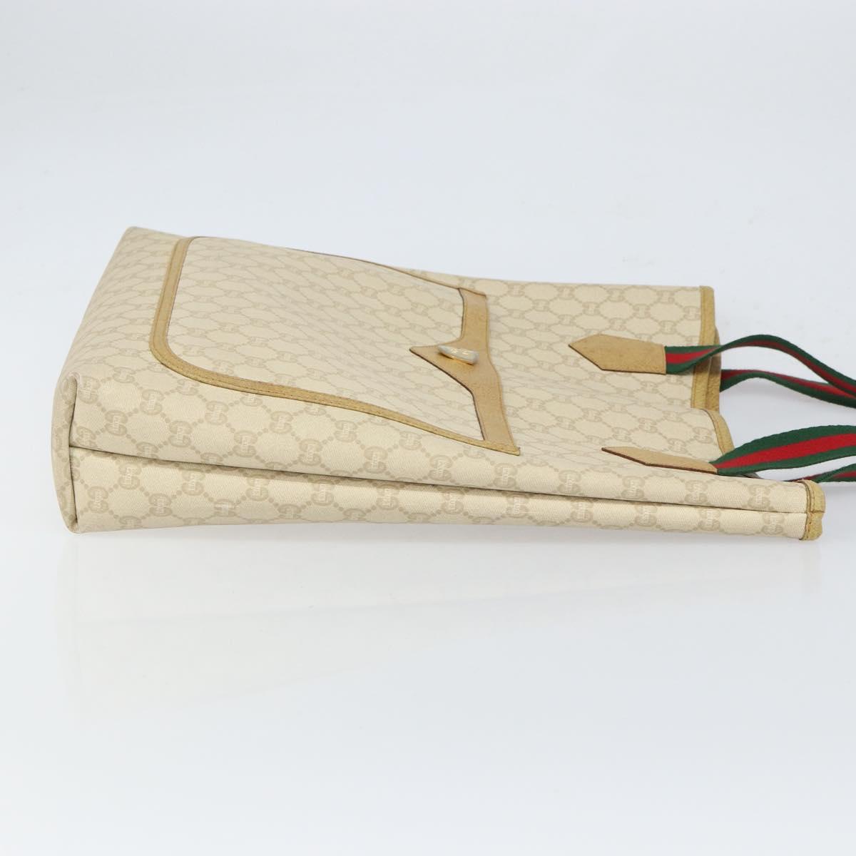 GUCCI GG Plus Supreme Web Sherry Line Tote Bag PVC White Auth ep12927