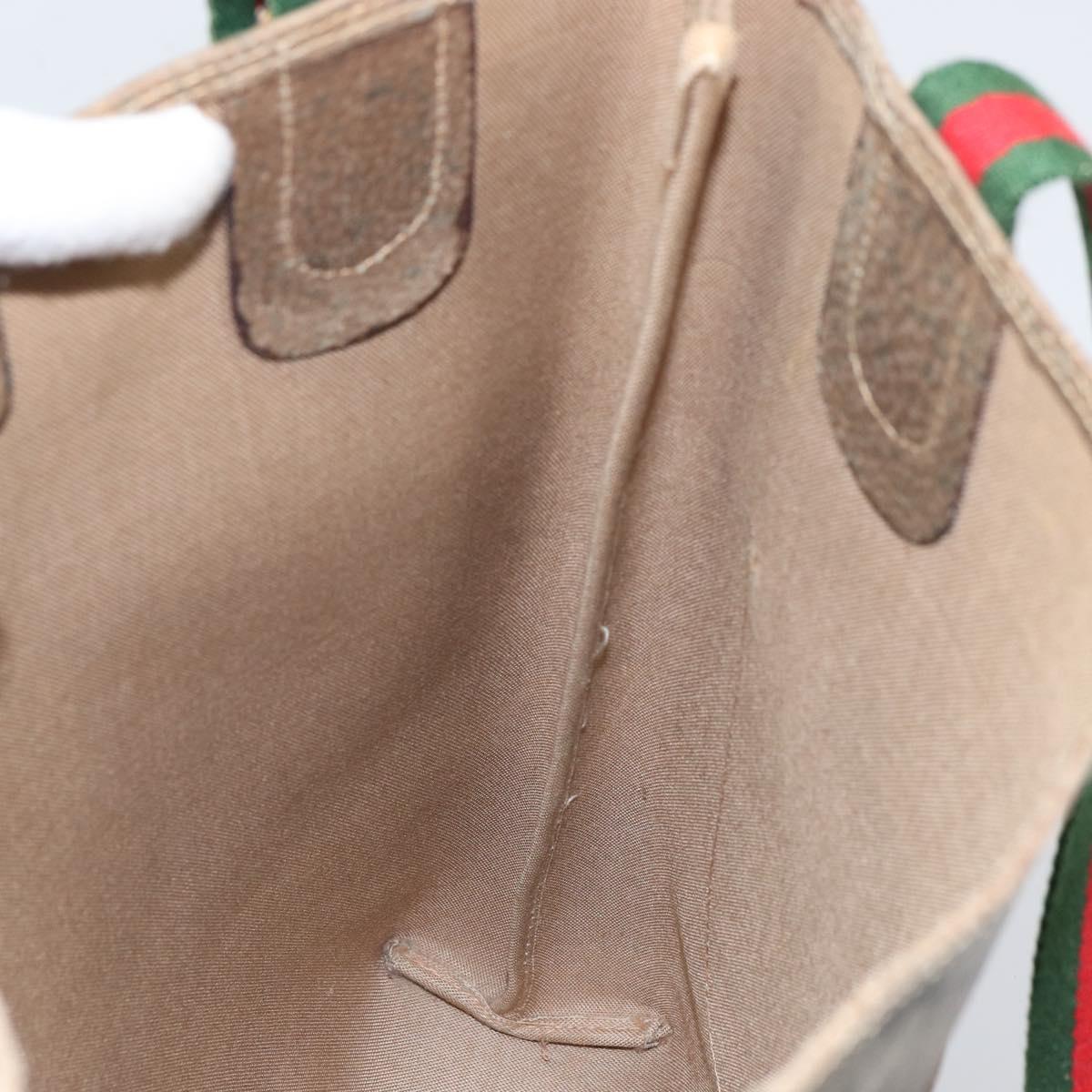 GUCCI GG Supreme Web Sherry Line Tote Bag PVC Beige 002 23 4487 Auth ep12936