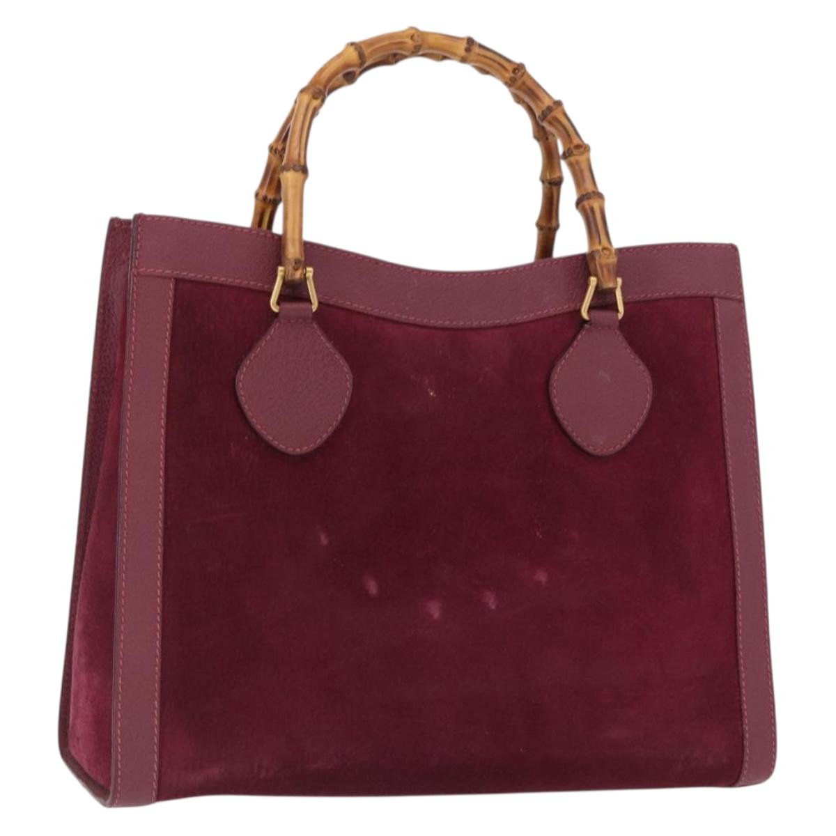 GUCCI Bamboo Hand Bag Suede Purple Gold 002 123 0260 Auth ep12937