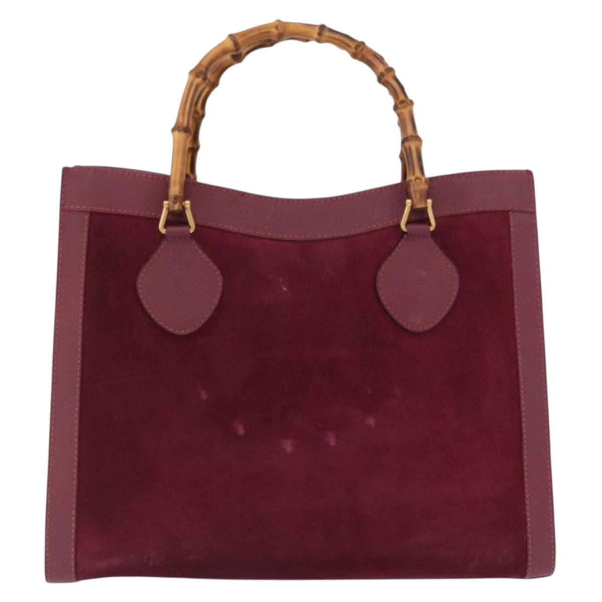 GUCCI Bamboo Hand Bag Suede Purple Gold 002 123 0260 Auth ep12937