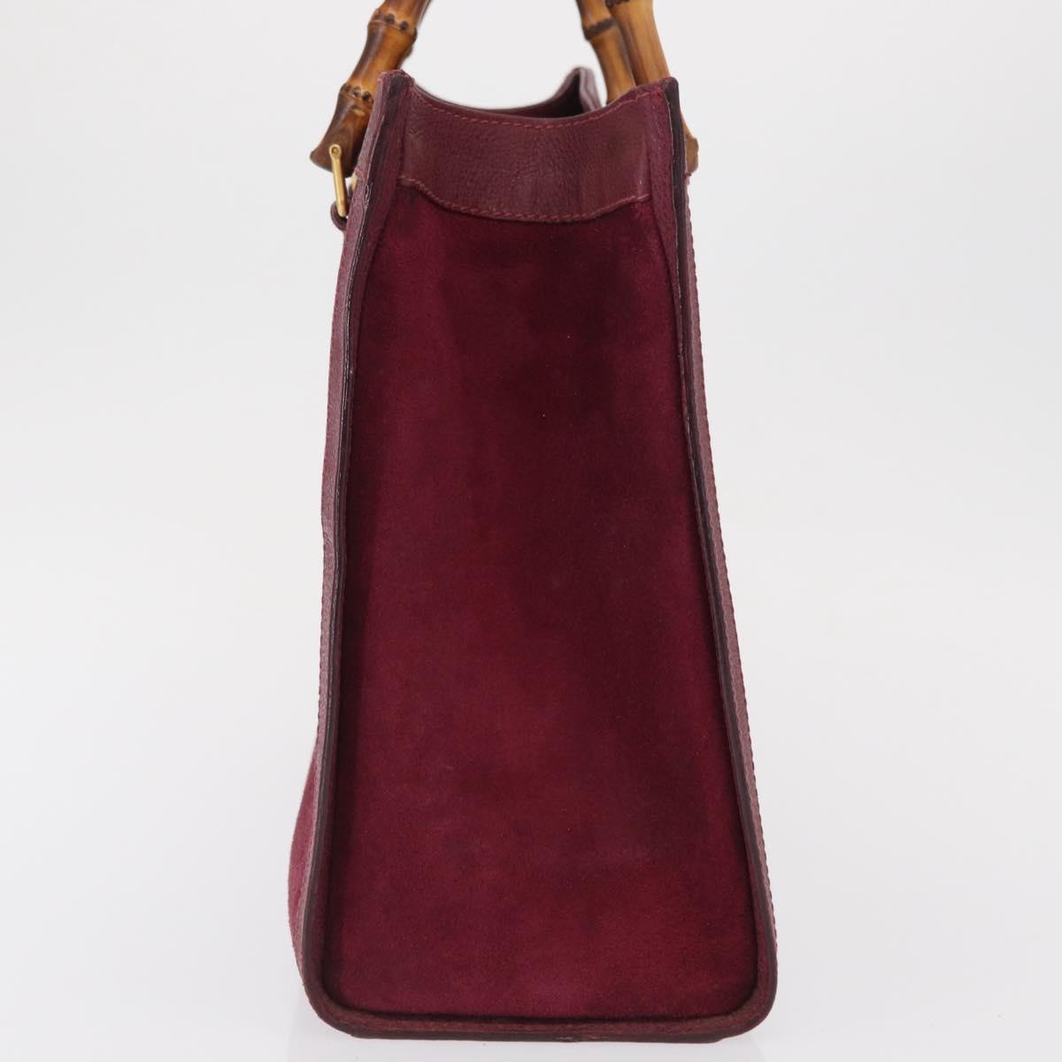 GUCCI Bamboo Hand Bag Suede Purple Gold 002 123 0260 Auth ep12937
