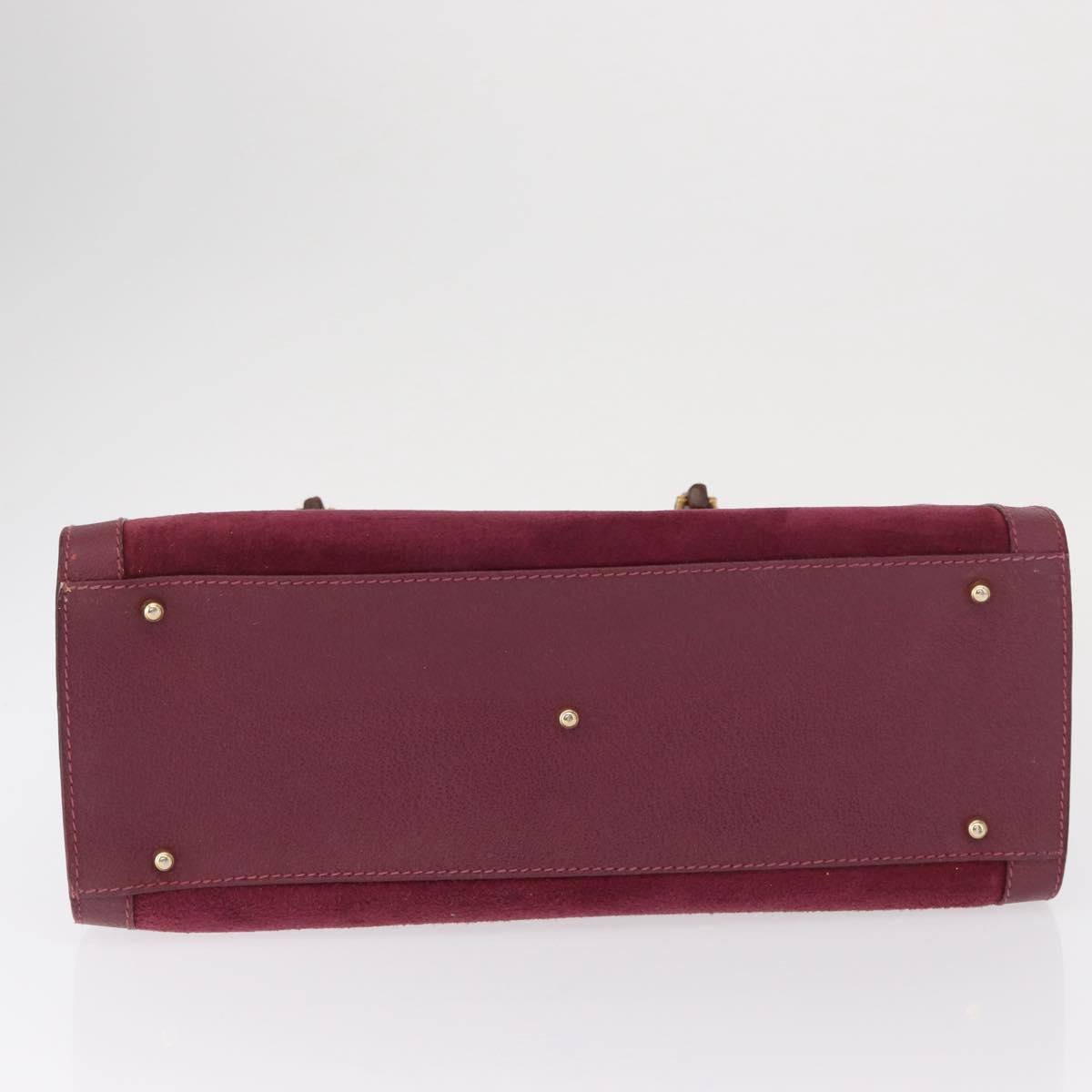 GUCCI Bamboo Hand Bag Suede Purple Gold 002 123 0260 Auth ep12937