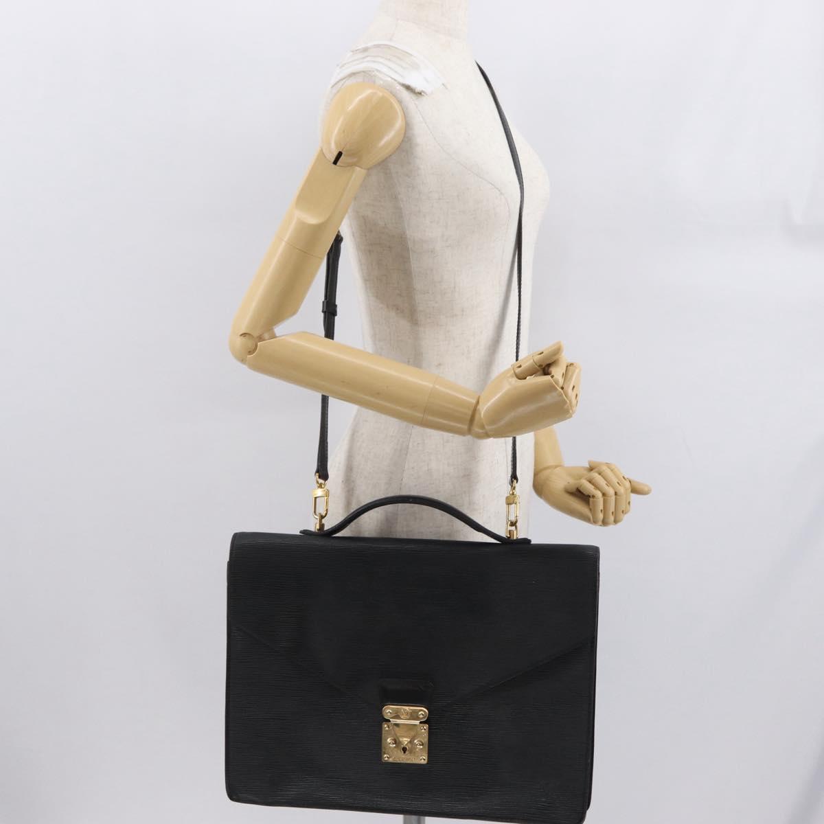 LOUIS VUITTON Epi Porte Documents Bandouliere Black M54462 LV Auth ep12940