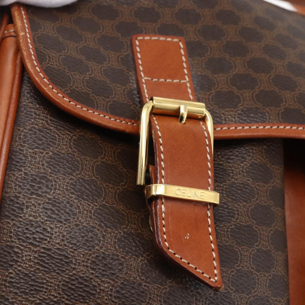 CELINE Macadam Canvas Hand Bag PVC Leather 2way Brown Gold Auth ep12949V