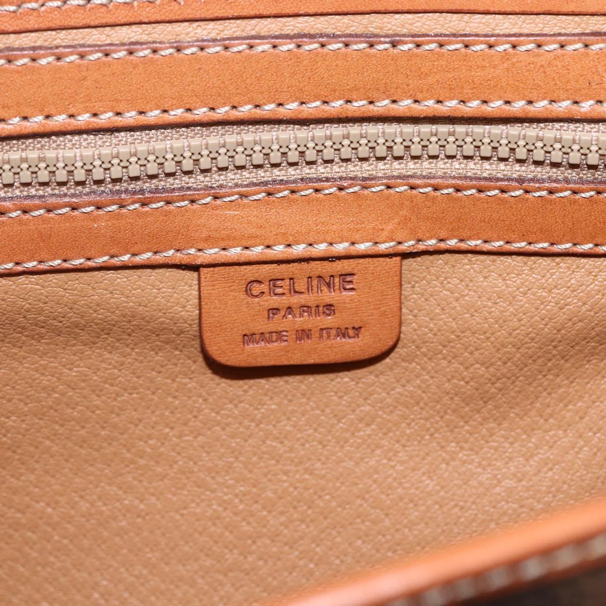 CELINE Macadam Canvas Hand Bag PVC Leather 2way Brown Gold Auth ep12949V