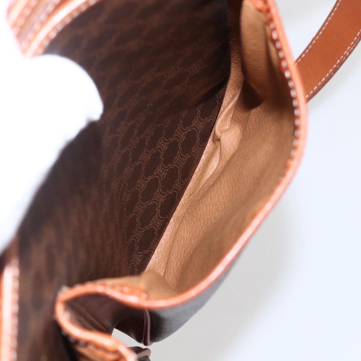 CELINE Macadam Canvas Hand Bag PVC Leather 2way Brown Gold Auth ep12949V
