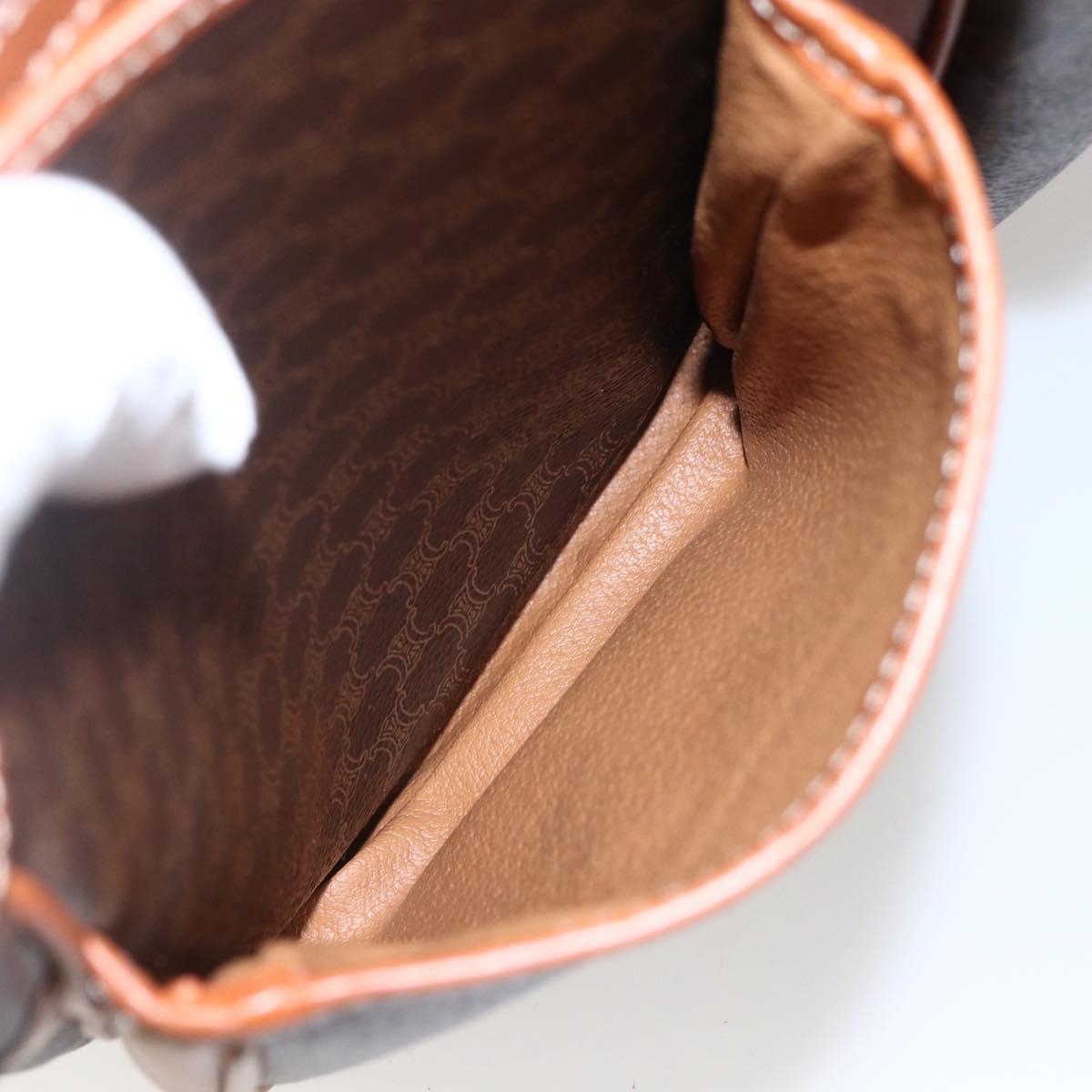 CELINE Macadam Canvas Hand Bag PVC Leather 2way Brown Gold Auth ep12949V