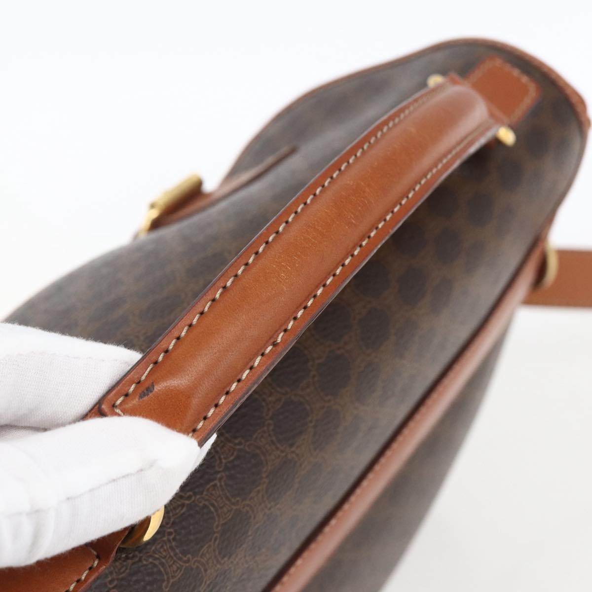 CELINE Macadam Canvas Hand Bag PVC Leather 2way Brown Gold Auth ep12949V