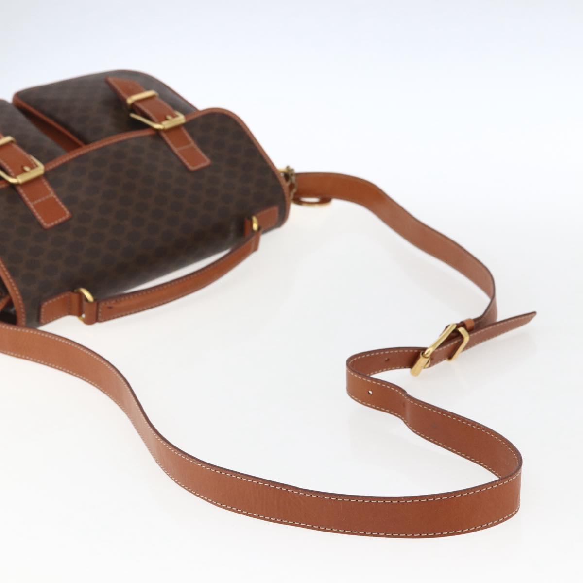 CELINE Macadam Canvas Hand Bag PVC Leather 2way Brown Gold Auth ep12949V
