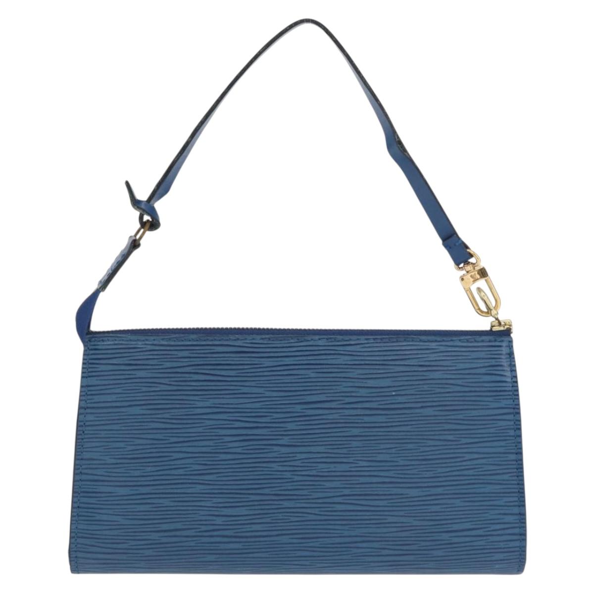 LOUIS VUITTON Epi Pochette Accessoires Pouch Blue M52985 LV Auth ep12951