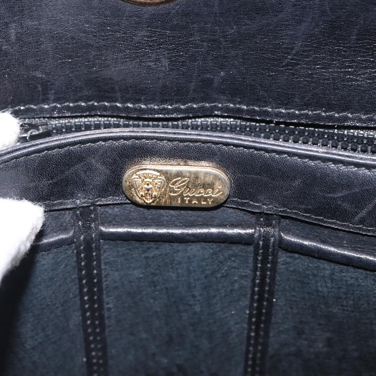 GUCCI Hand Bag Patent leather Black Gold Auth ep12956