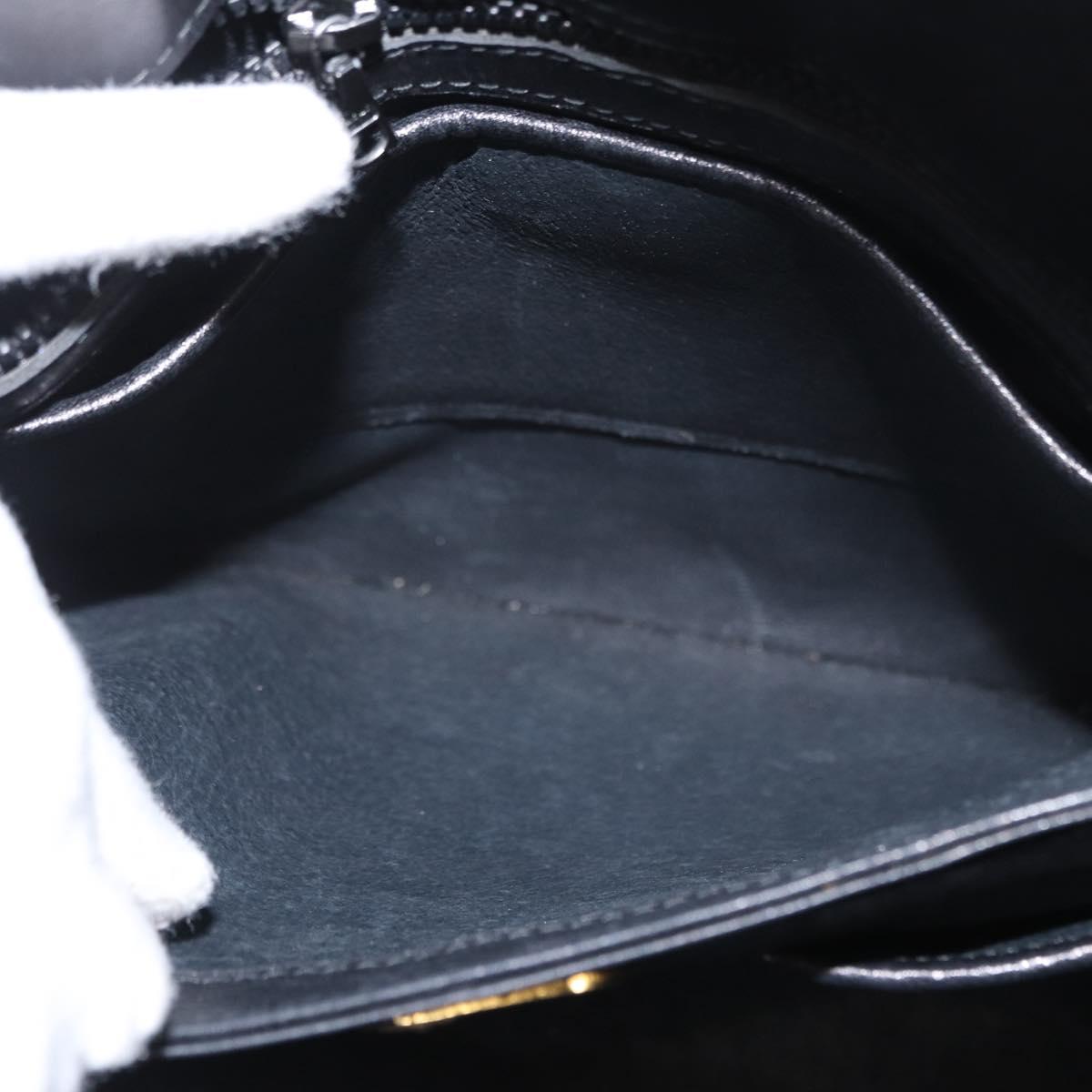 GUCCI Hand Bag Patent leather Black Gold Auth ep12956