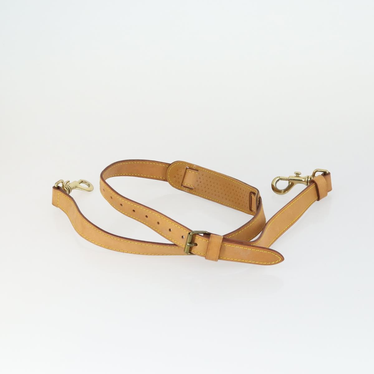 LOUIS VUITTON Shoulder Strap Leather 3 Set Beige LV Auth ep12964