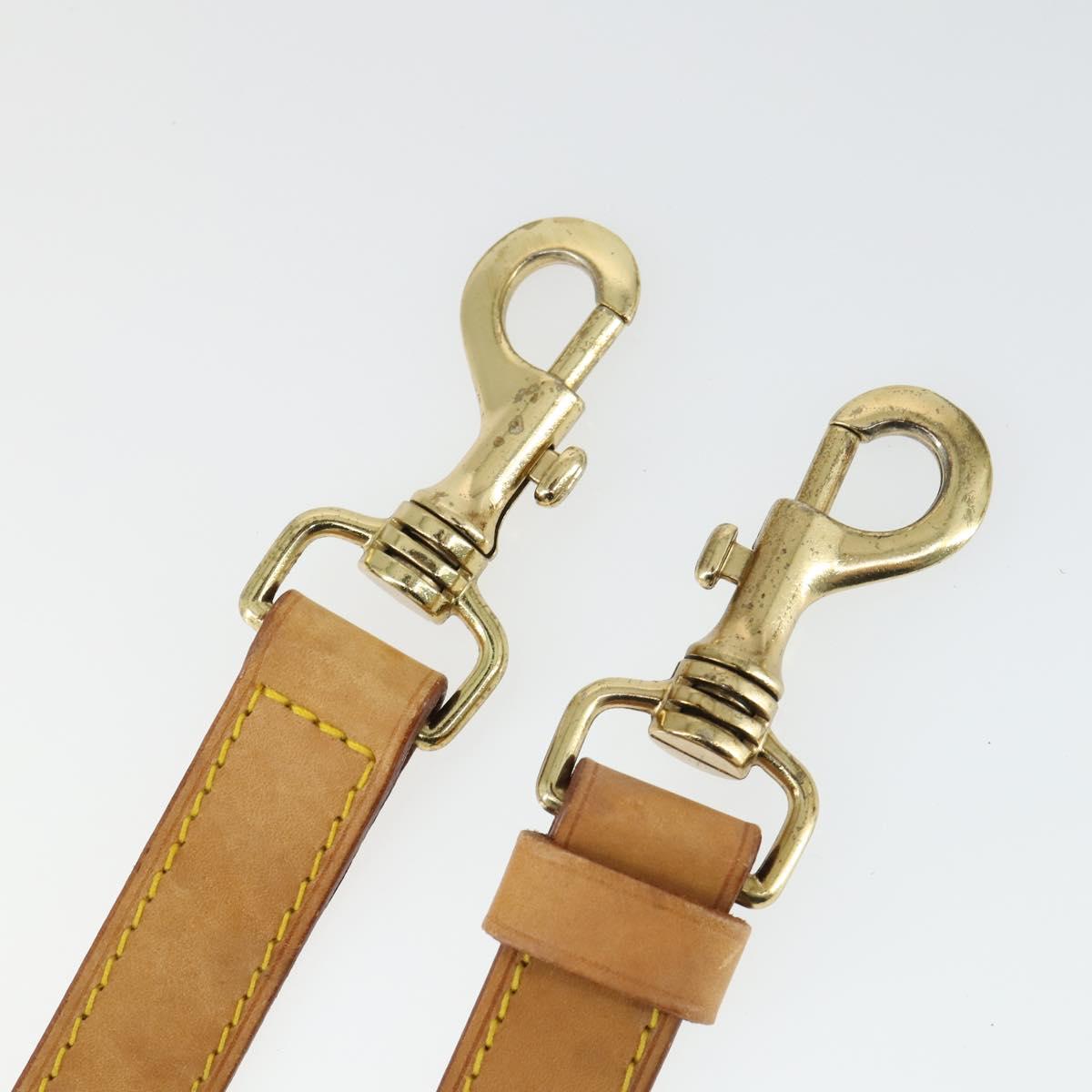 LOUIS VUITTON Shoulder Strap Leather 3 Set Beige LV Auth ep12964