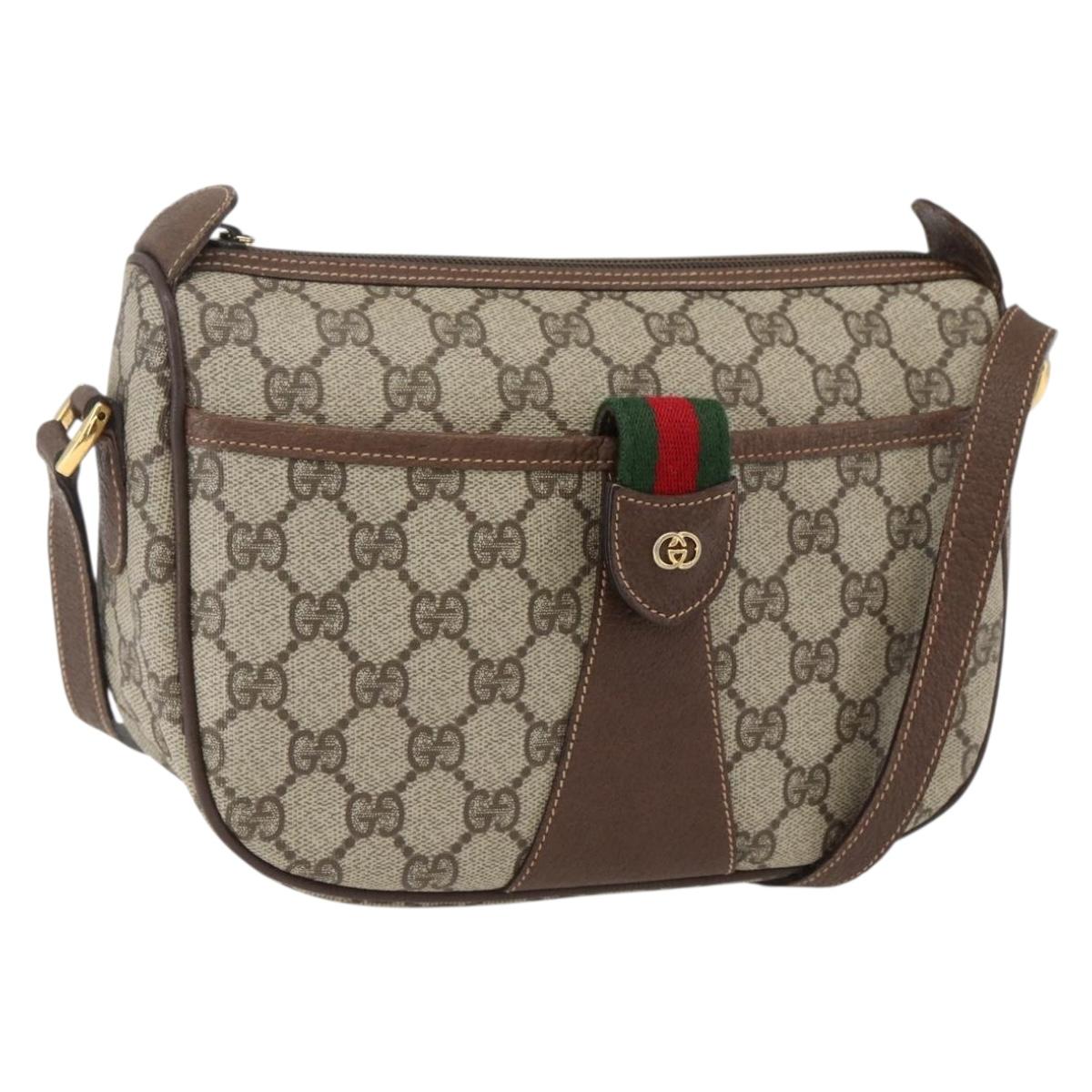 GUCCI GG Supreme Web Sherry Line Bag PVC Outlet Beige 001 123 6177 Auth ep12974