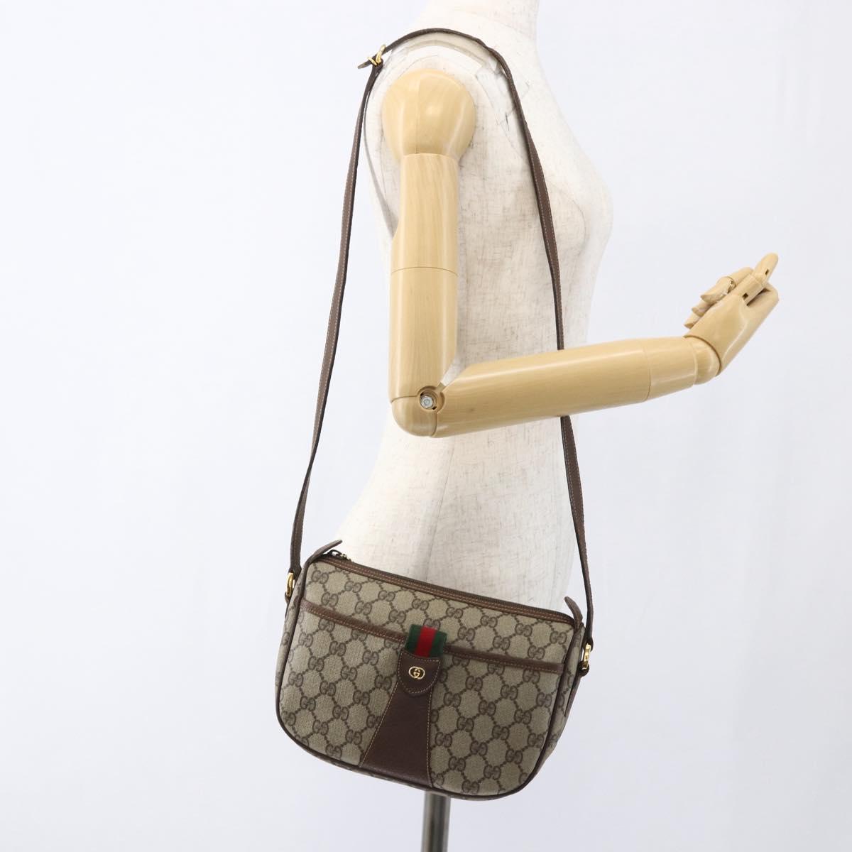 GUCCI GG Supreme Web Sherry Line Bag PVC Outlet Beige 001 123 6177 Auth ep12974