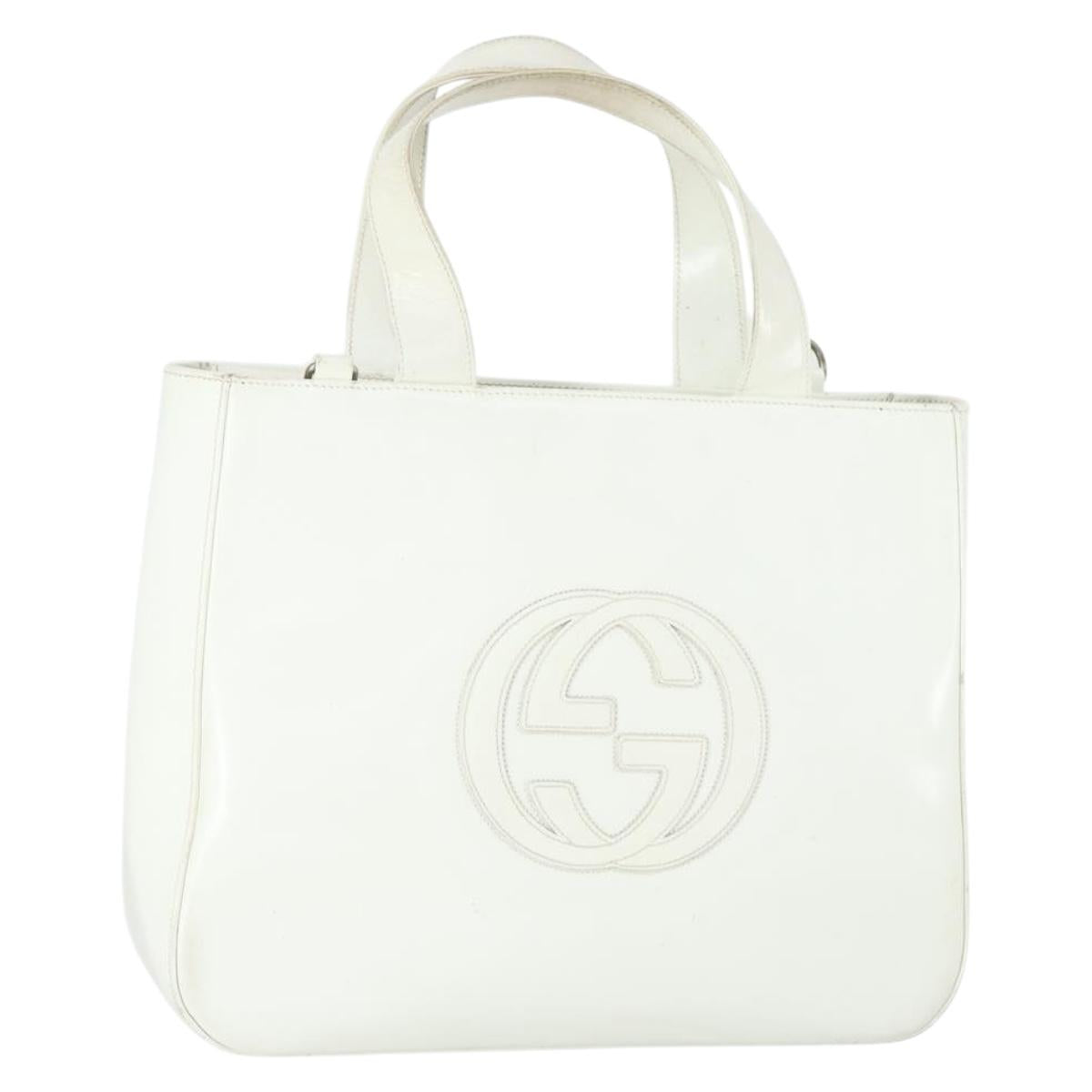 GUCCI Hand Bag Patent leather White Auth ep12976