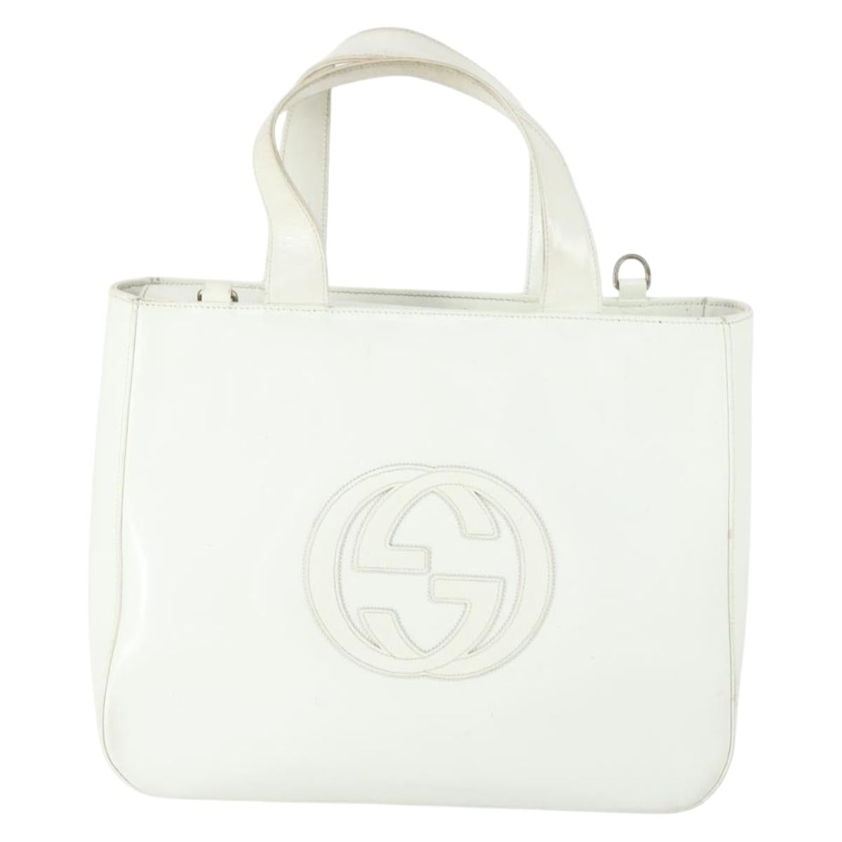 GUCCI Hand Bag Patent leather White Auth ep12976