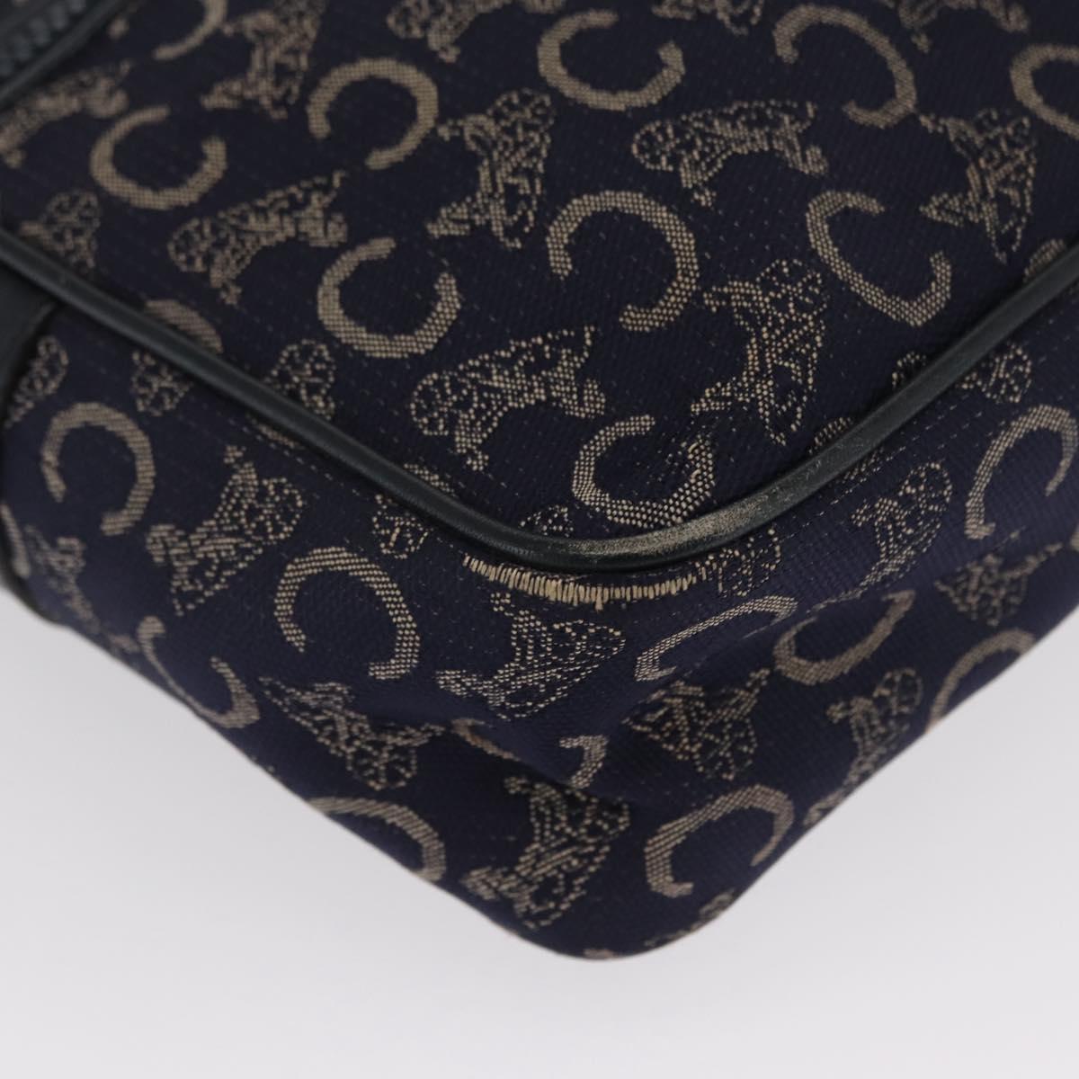 CELINE C Macadam Canvas Shoulder Bag Navy Gold Auth ep12983
