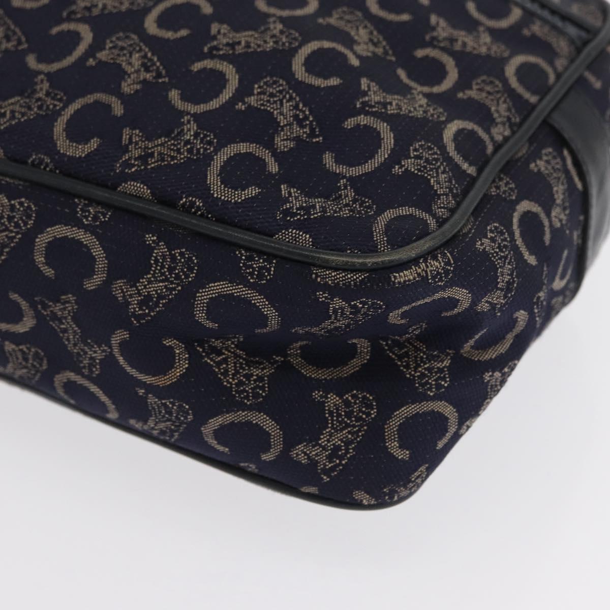 CELINE C Macadam Canvas Shoulder Bag Navy Gold Auth ep12983