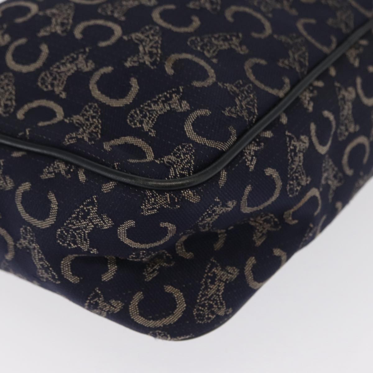 CELINE C Macadam Canvas Shoulder Bag Navy Gold Auth ep12983