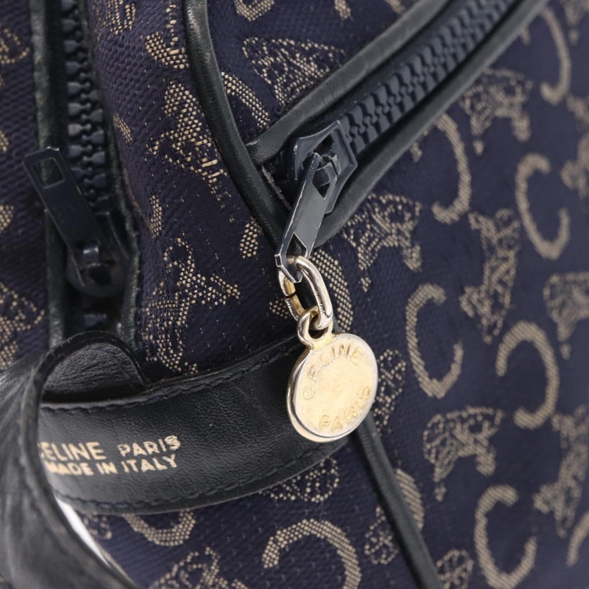CELINE C Macadam Canvas Shoulder Bag Navy Gold Auth ep12983