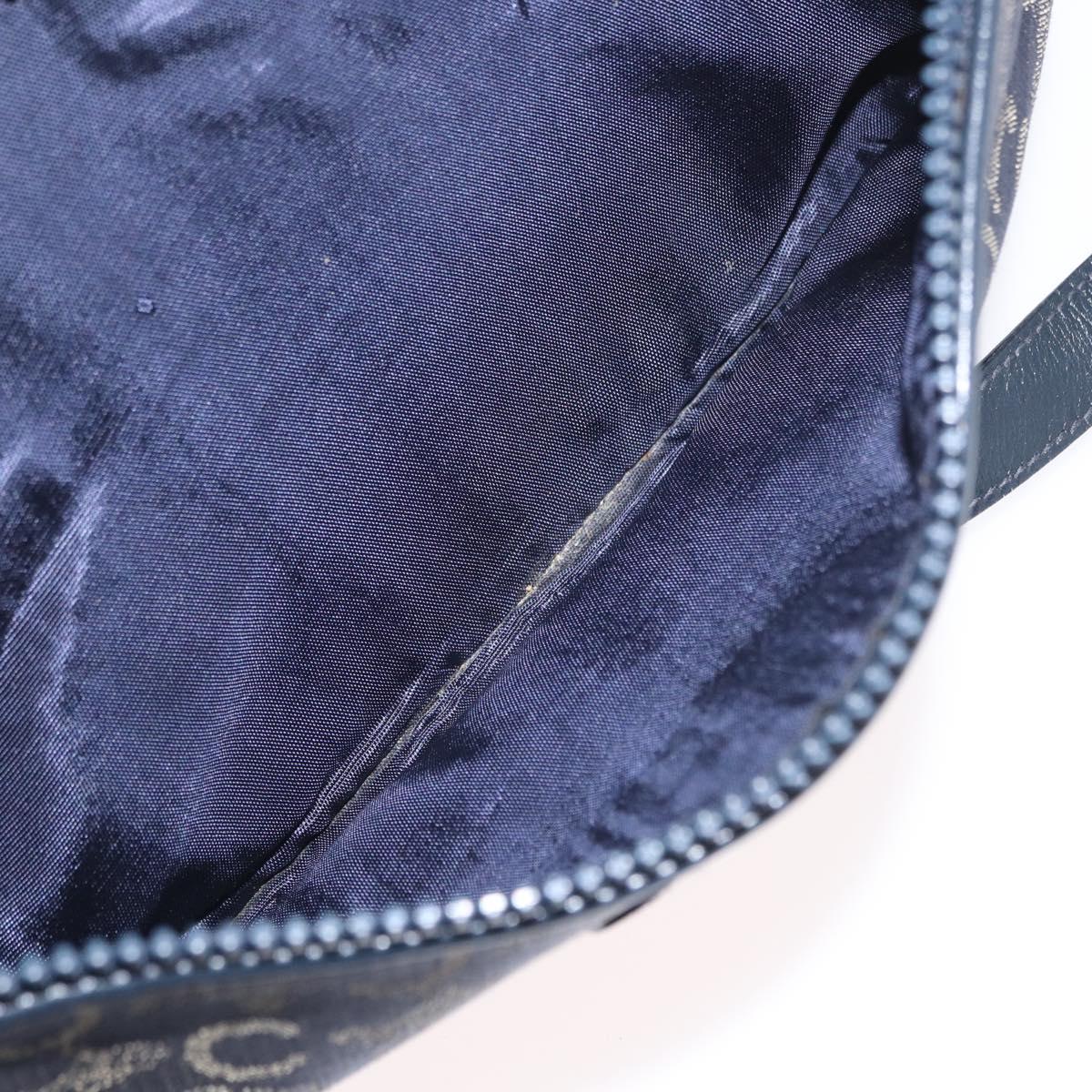 CELINE C Macadam Canvas Shoulder Bag Navy Gold Auth ep12983