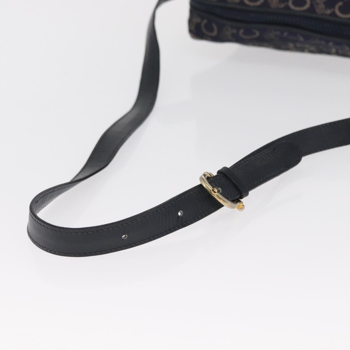 CELINE C Macadam Canvas Shoulder Bag Navy Gold Auth ep12983