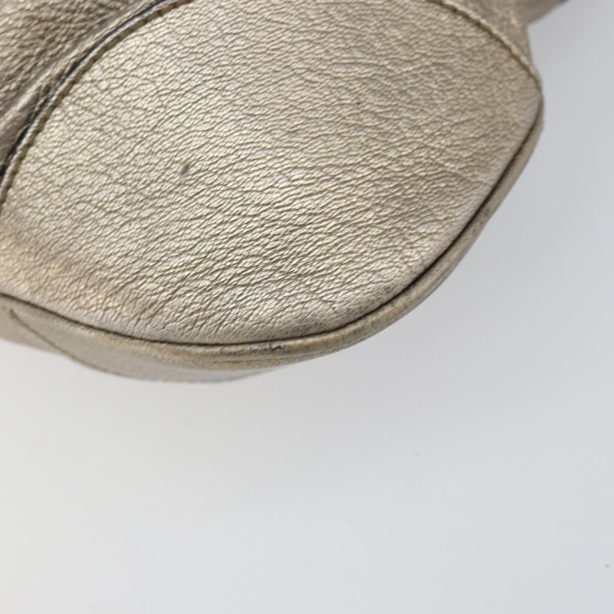 Salvatore Ferragamo Gancini Hand Bag Leather Gold Auth ep12989
