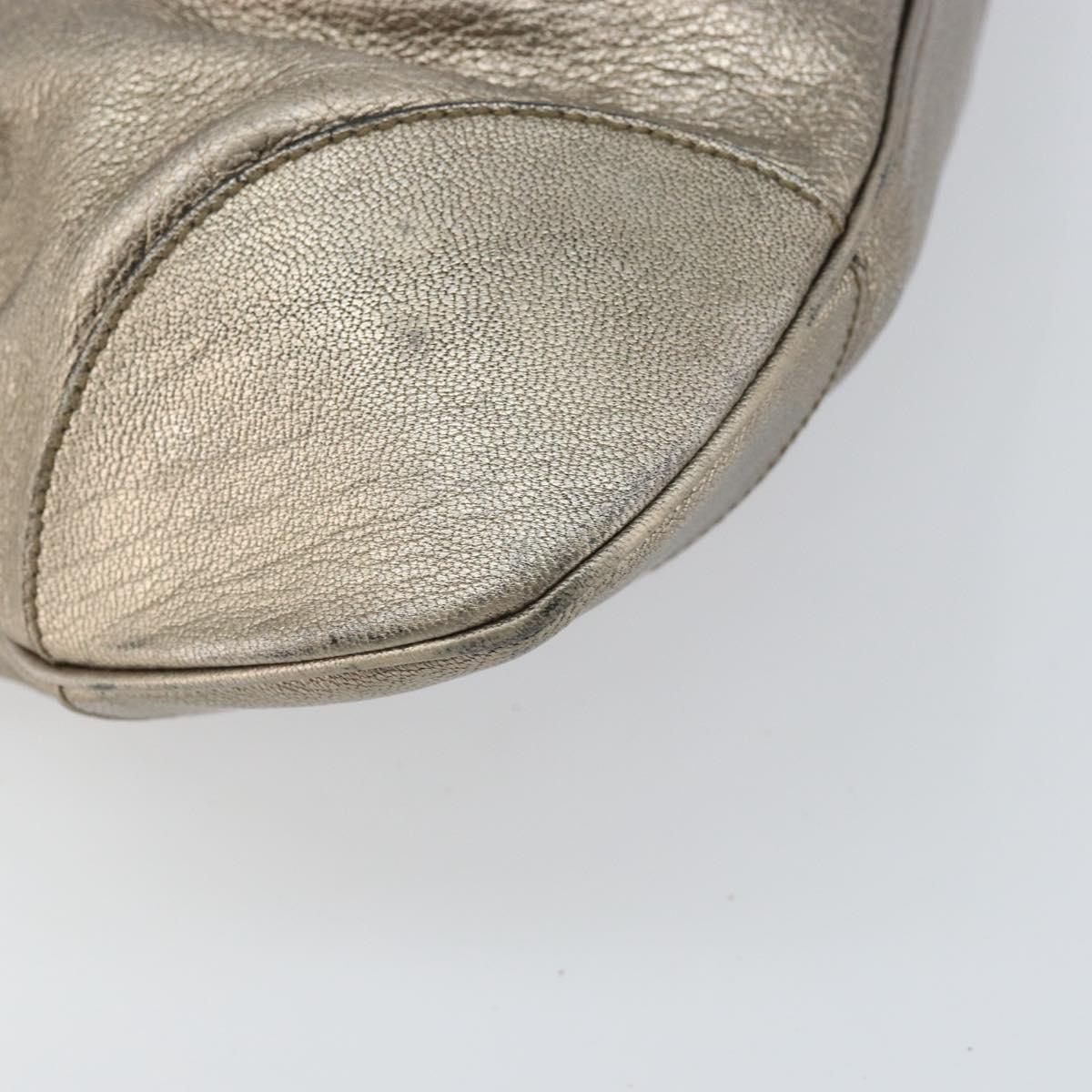 Salvatore Ferragamo Gancini Hand Bag Leather Gold Auth ep12989