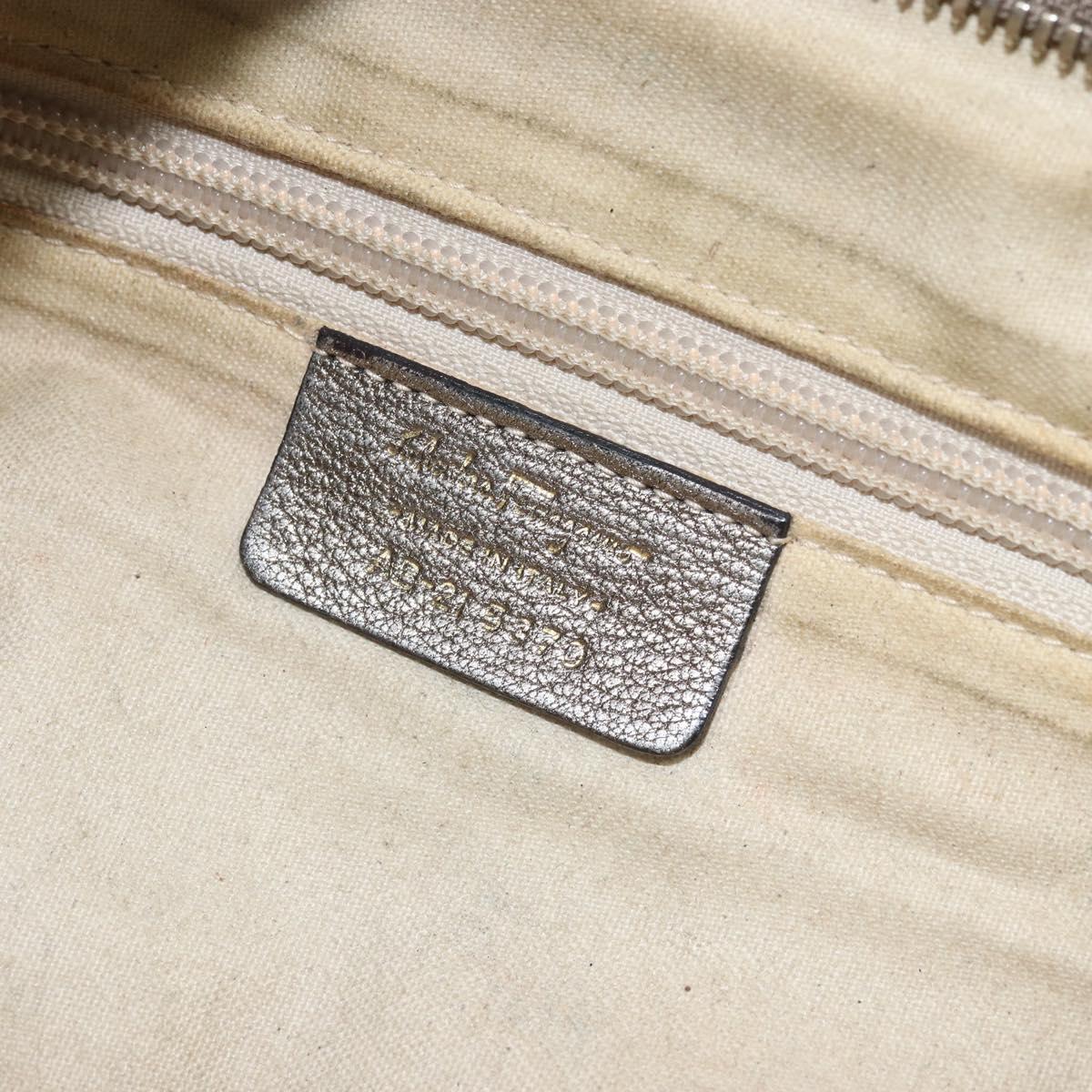 Salvatore Ferragamo Gancini Hand Bag Leather Gold Auth ep12989
