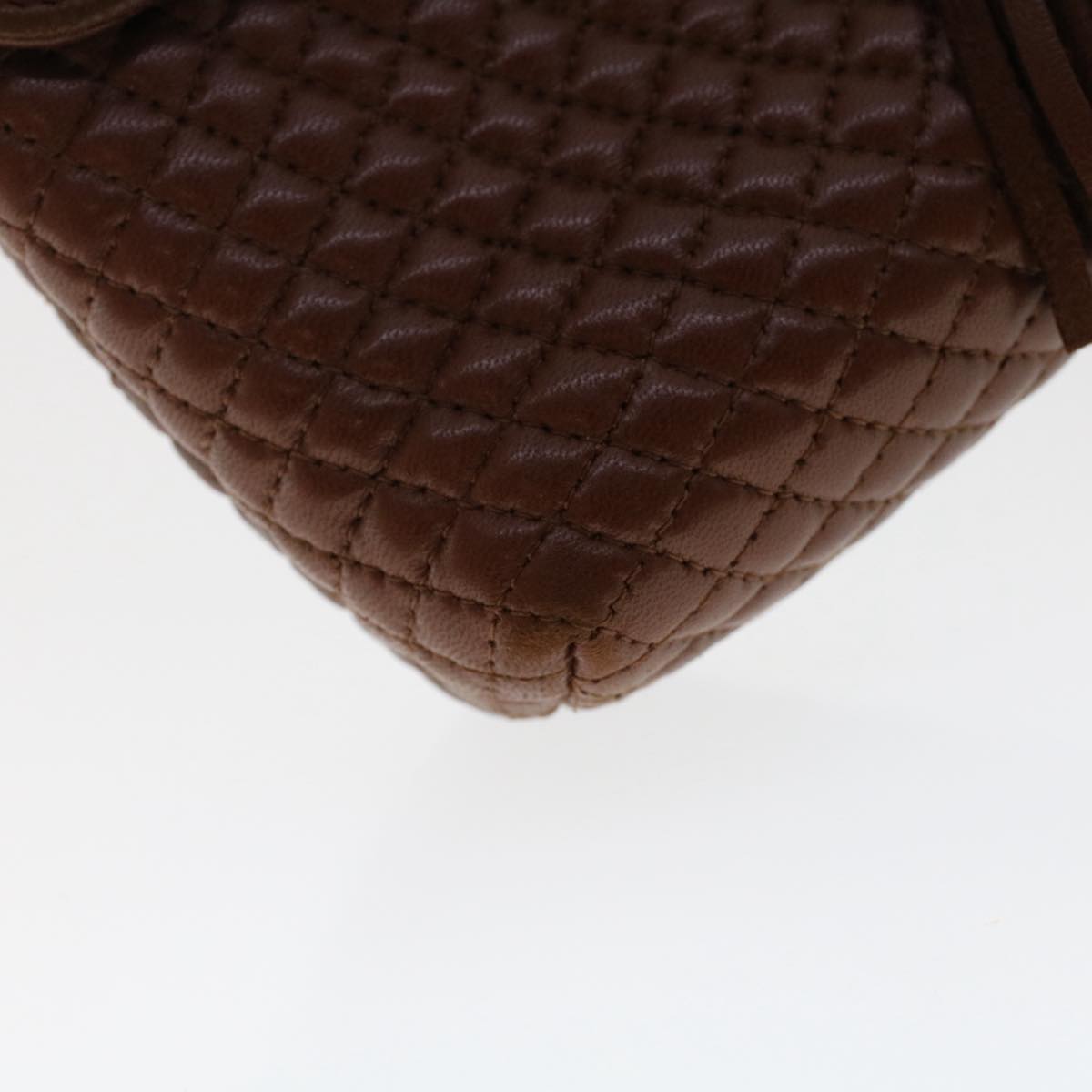 BALLY Quilted Shoulder Bag Leather Brown Auth ep1299