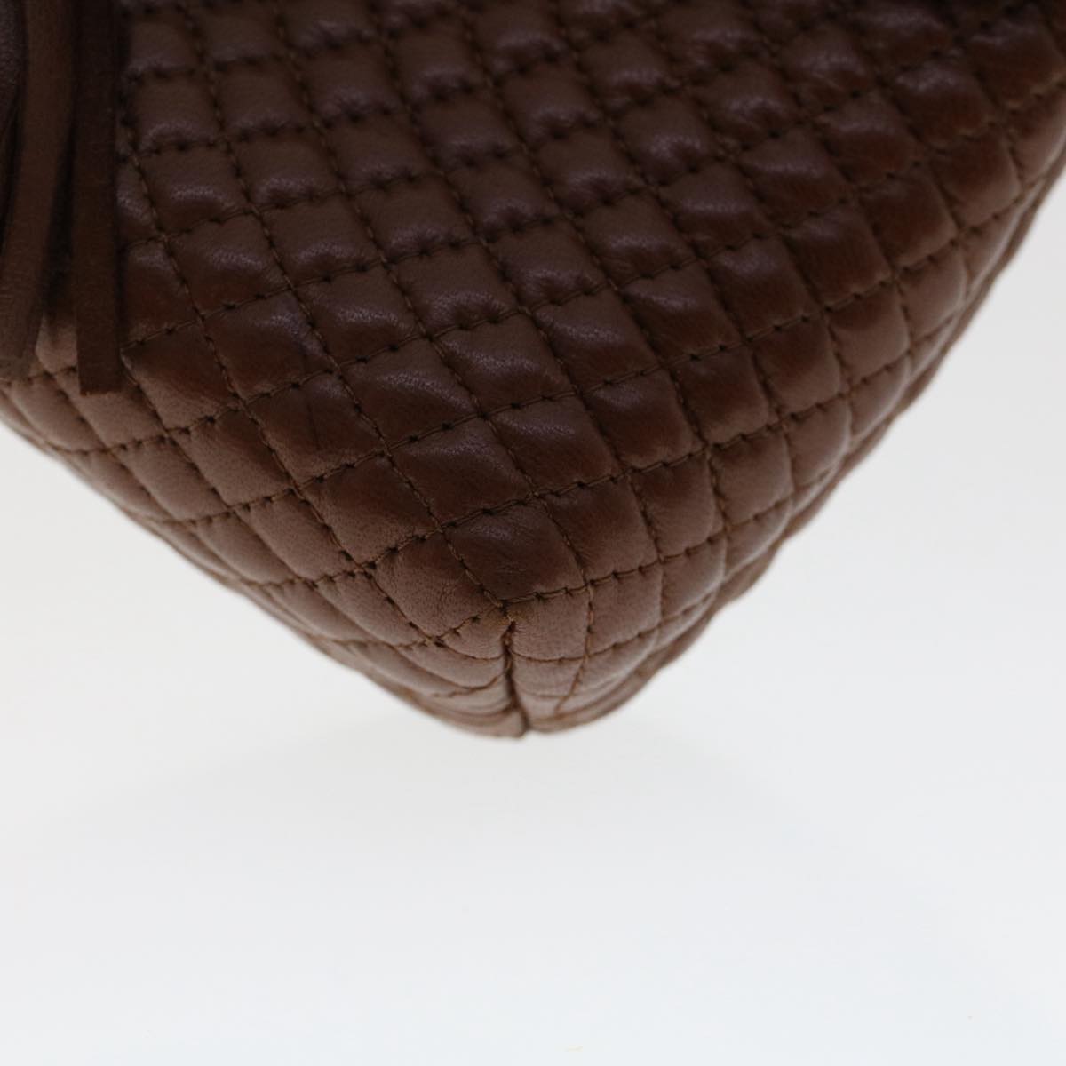 BALLY Quilted Shoulder Bag Leather Brown Auth ep1299