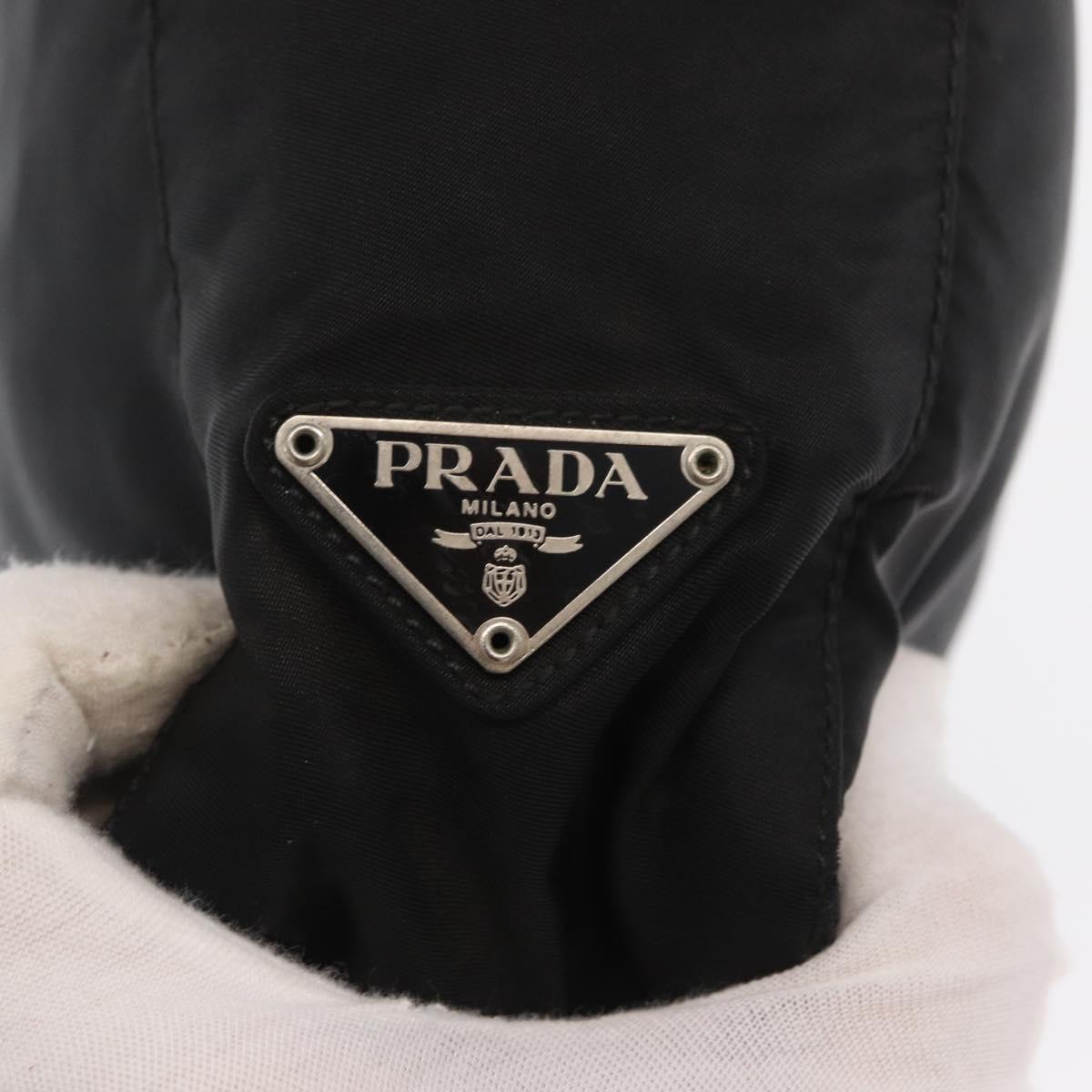 PRADA Tote Bag Nylon Black Silver Auth ep12992