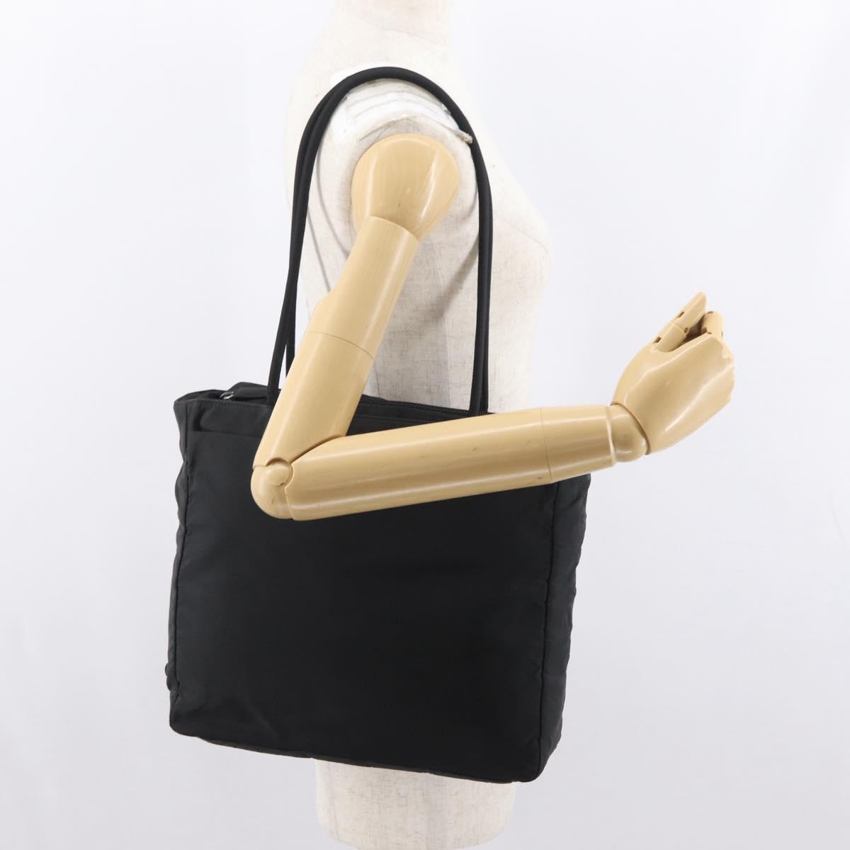 PRADA Tote Bag Nylon Black Silver Auth ep12992