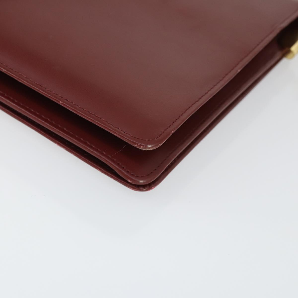 CARTIER Must Line Shoulder Bag Leather Bordeaux Gold Auth ep12994