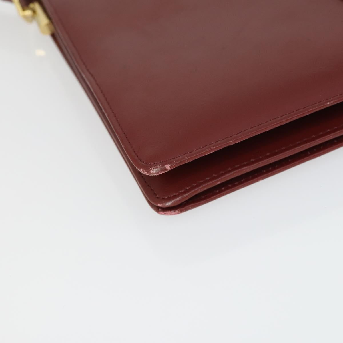 CARTIER Must Line Shoulder Bag Leather Bordeaux Gold Auth ep12994