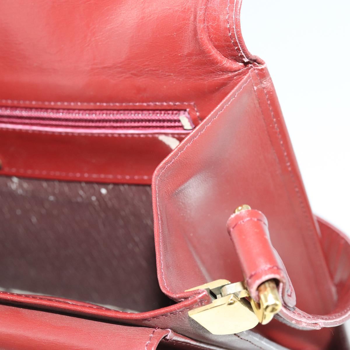 CARTIER Must Line Shoulder Bag Leather Bordeaux Gold Auth ep12994