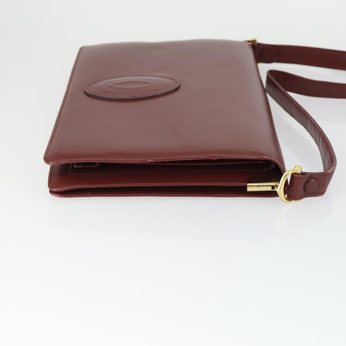 CARTIER Must Line Shoulder Bag Leather Bordeaux Gold Auth ep12994