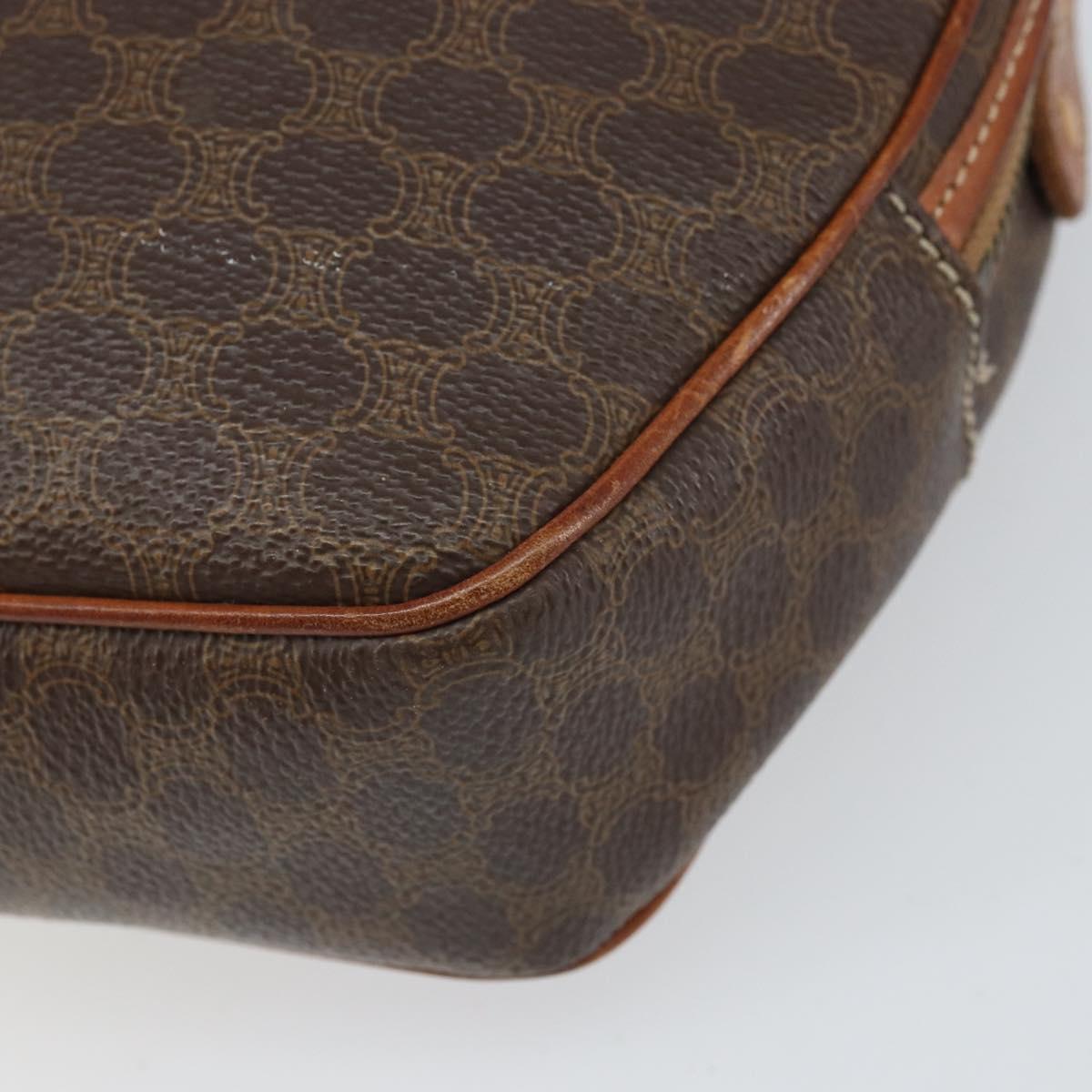 CELINE Macadam Canvas Shoulder Bag PVC Leather Brown Gold Auth ep12997